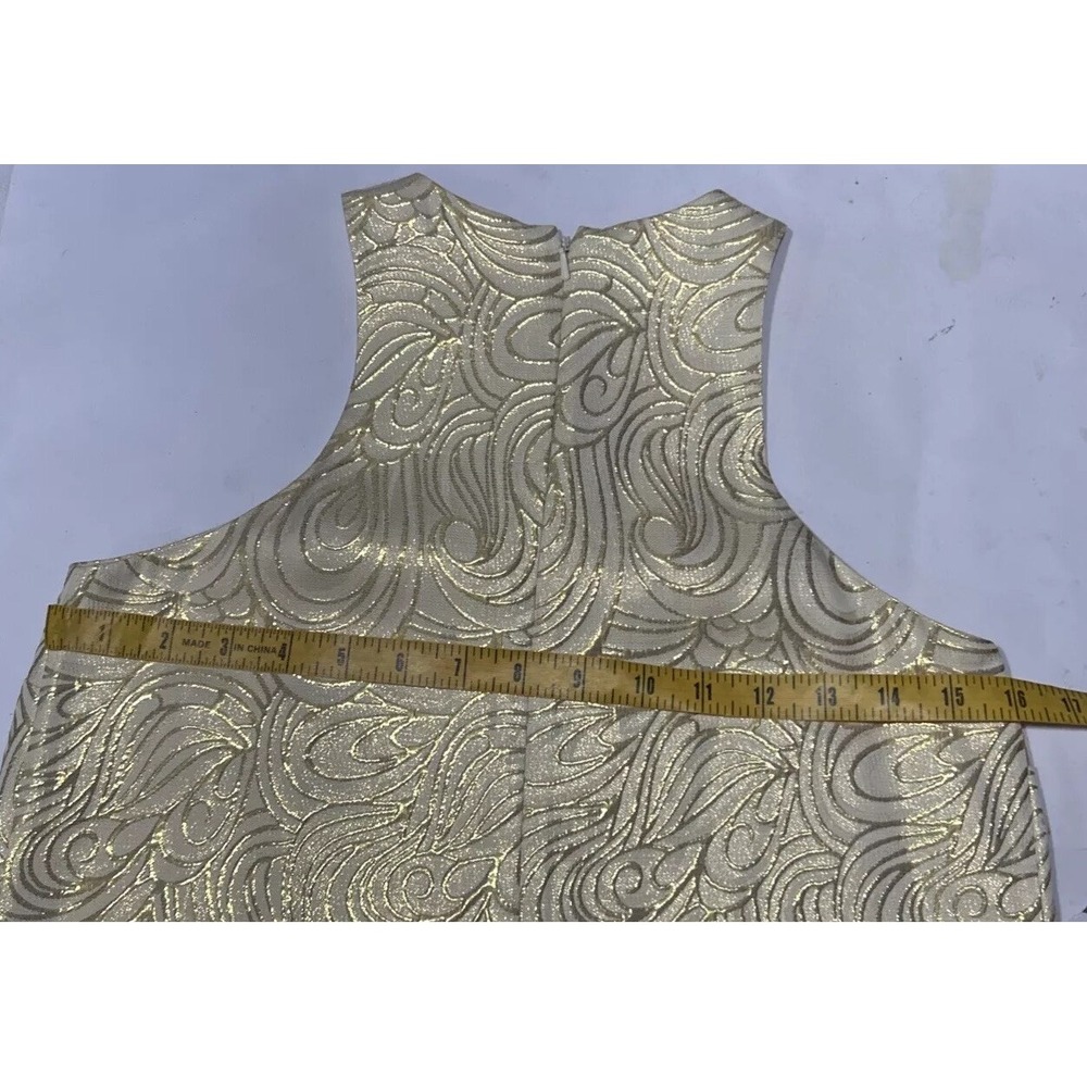 Lilly Pulitzer Sz XXS DIEDRA Gold‎ Metallic TIDAL WAVE Jacquard Dress Gorgeous - Picture 8 of 9